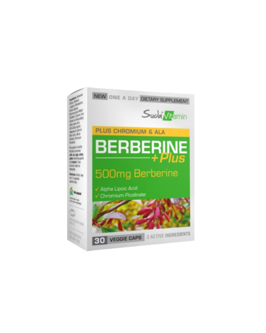 Suda Vitamin Berberine Plus | 500 ملغ لدعم الأيض والتحكم بسكر الدم (30 كبسولة) - مع الكروم وحمض ألفا ليبويك