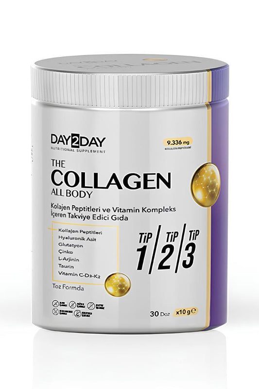 Day2Day الكولاجين الشامل للجسم: مسحوق مغذيات لدعم البشرة والمفاصل والعظام