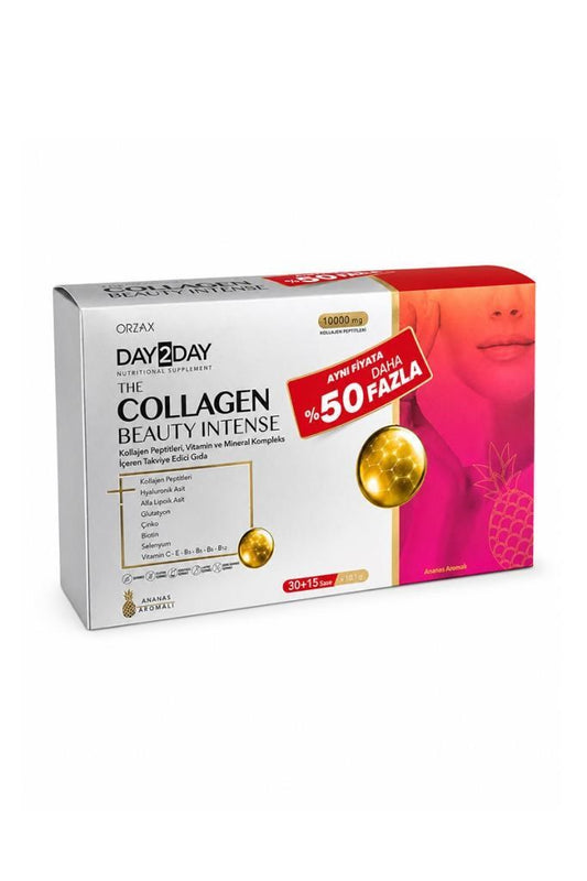 Day 2 Day The Collagen Beauty Intense مكمل غذائي بنكهة الأناناس 45 كيس