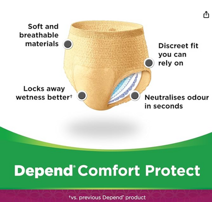 Depend Women Absorbent Underwear Medium (M) 3 Pack Value Bundle | كلوت ديبيند نسائي لامتصاص التسرب وحماية فائقة - عبوة توفيرية