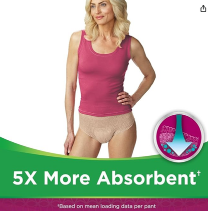 Depend Women Absorbent Underwear Large (L) 3 Pack Bundle | كلوت ديبيند نسائي مقاس كبير لحماية فائقة - عبوة توفيرية