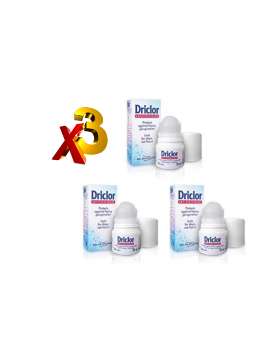 3x Driclor Antiperspirant Roll-on - دريكلور الأصلي لعلاج التعرق المفرط (3 Packs)