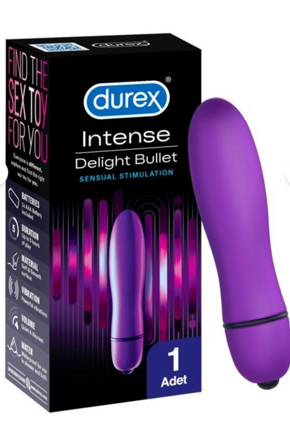Durex Intense Pleasure Bullet Massager - Waterproof & Soft Silicone - ديوركس هزاز رصاصة المتعة المكثفة - مقاوم للماء وسيليكون فائق النعومة