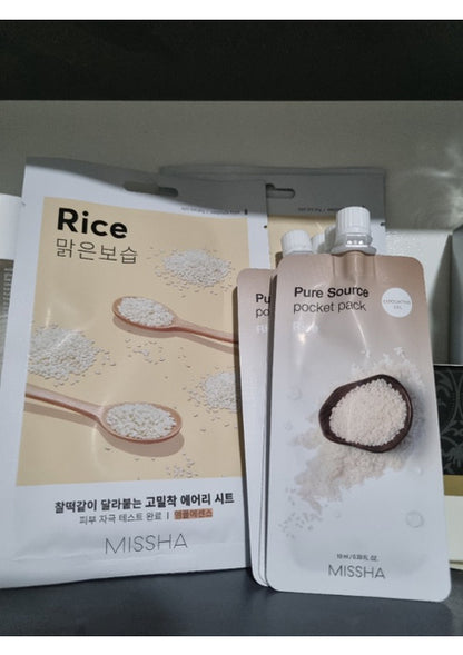 MISSHA مجموعة أقنعة الأرز الورقية المرطبة والمشرقة Airy Fit (5 قطع)
