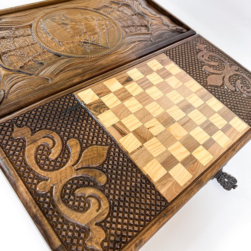 Grand Gift Store MTGEMI مجموعة طاولة مصنوعة يدويًا من الجوز ٥٠×٥٠ سم