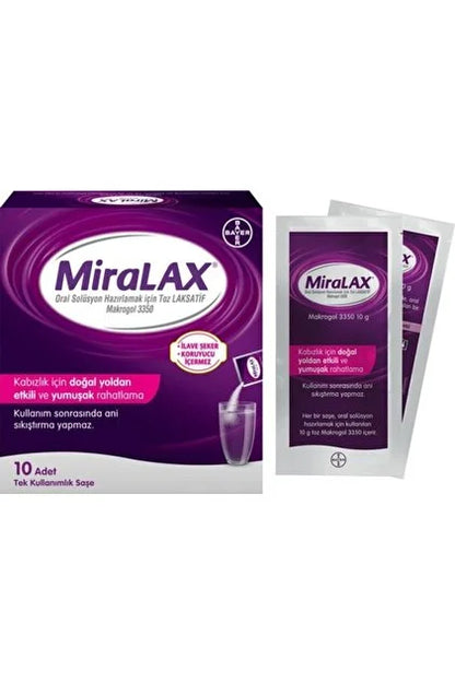 MiraLAX Mix-In Pax | ميرالاكس أكياس ملين لطيف للإمساك | Unflavored Powder 10 Sachets