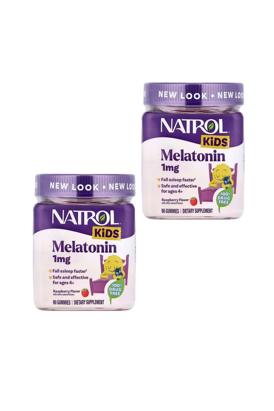 Natrol Kids Melatonin 1mg Raspberry 90 Gummies (2 Pack) - حلاو ميلاتونين للاطفال ناتrol بنكهة التوت (عبوتين)