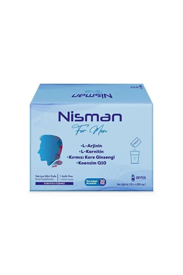 Nisman Male Fertility & Energy Support - L-Arginine, L-Carnitine, Ginseng & CoQ10 - 30 Sachets - مكمل نيسمان لدعم الخصوبة والطاقة للرجال