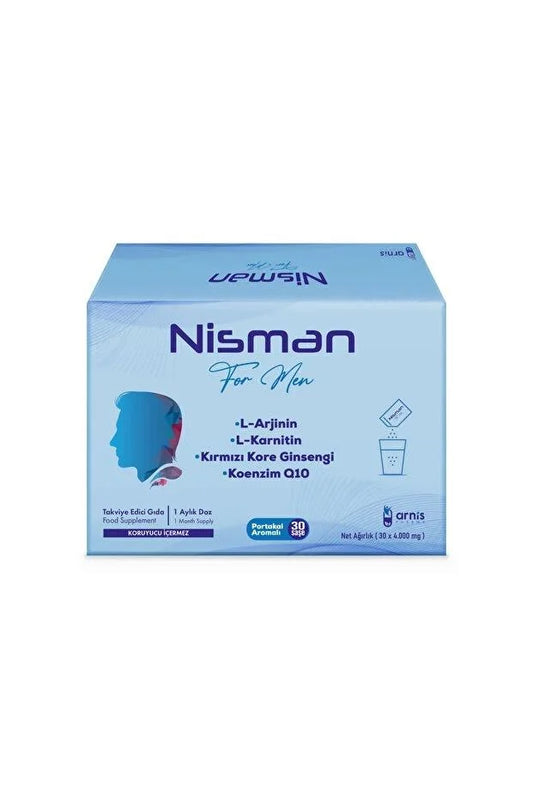 Nisman Male Fertility & Energy Support - L-Arginine, L-Carnitine, Ginseng & CoQ10 - 30 Sachets - مكمل نيسمان لدعم الخصوبة والطاقة للرجال