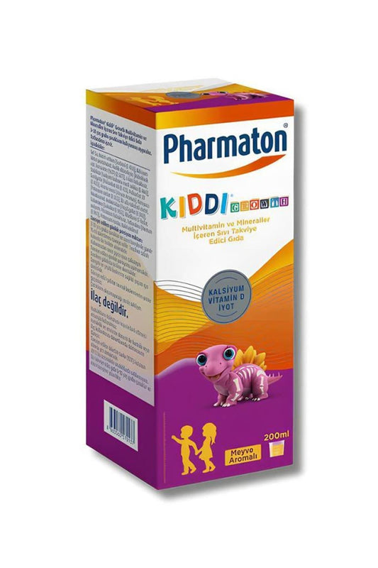 فارمتون كيدي جروث شراب الأطفال: كالسيوم، فيتامين د، يود لنمو ذكي وقوي 200 مل