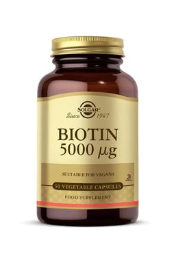Solgar Biotin 5000 mcg (50 Capsules) - Healthy Hair & Skin - حبوب بيوتين للشعر والأظافر